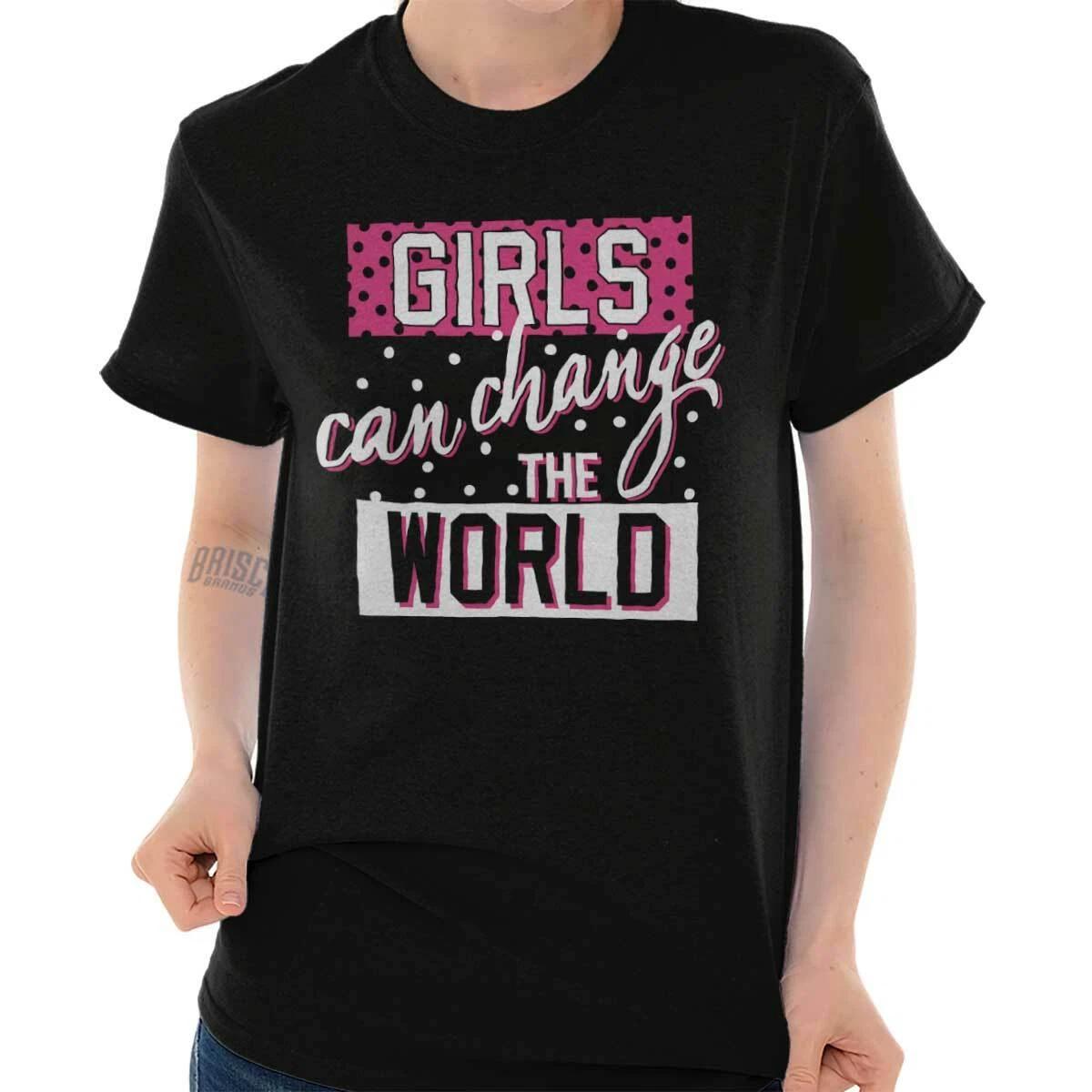 Girls Can Change The World Feminist Equality Womens Short Sleeve Crew T Shirt XS