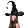Black Pleated Witch Hat Costume Prop - One Size for Halloween Parties