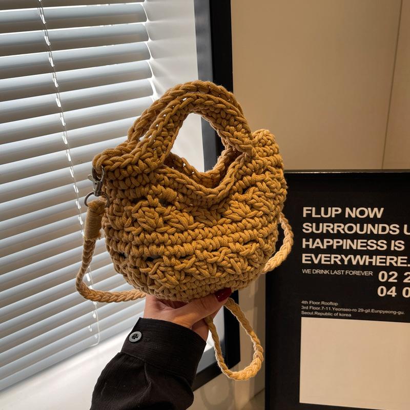 

Популярные нишевые плетеные сумки женские новые универсальные сумки-мессенджеры модные портативные сумки-ведра хаки