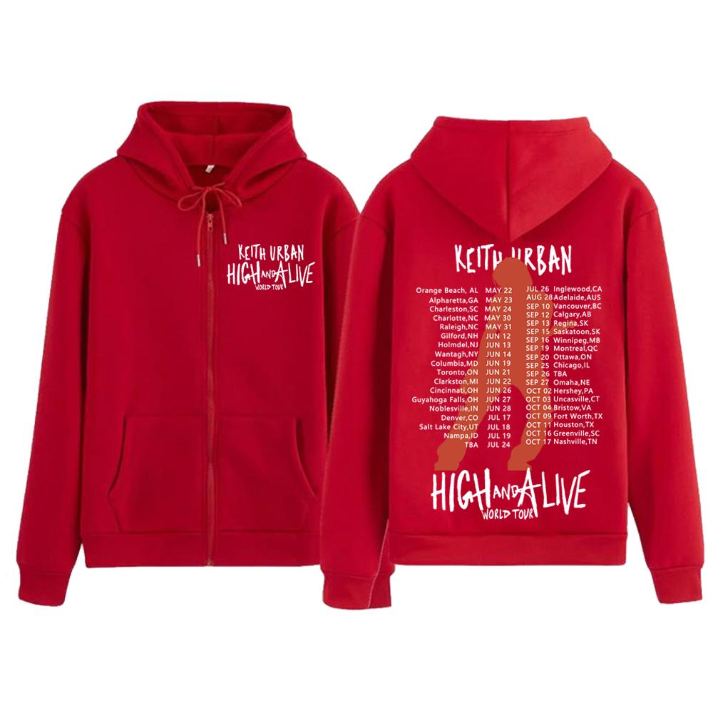 Keith Urban High and Alive Tour 2025 Zip-Up Hoodie Lässiger Reißverschluss-Hoodie Sweatshirt Unisex