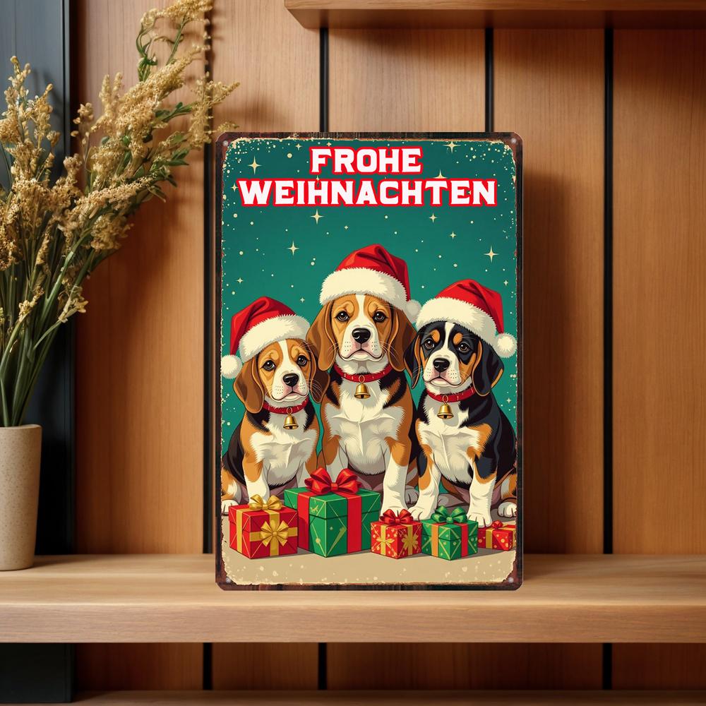 

YZFQFrohe Weihnachten Metal Tin Sign Merry Christmas in German Poster Wall for Bar Home Party Holiday Decor 12X8inch ZW-71 20x30cm（7.8x11.8inch）