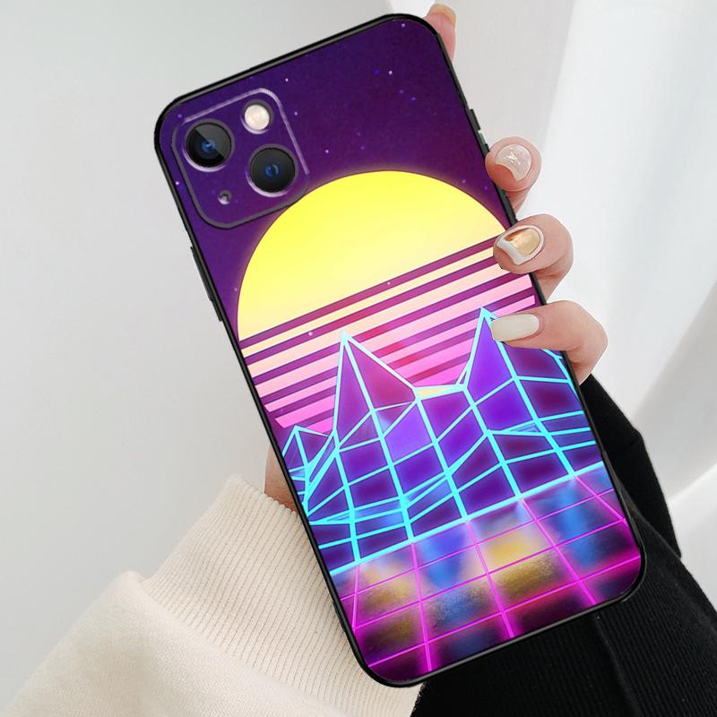 Neon Retrowave 80s Vintage Art Phone Case For iPhone 17 Pro Max 16 15 14 11 12 13 Pro Max Mini 15 16 Plus 16e 17 Air Cover
