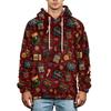 Men's Christmas Print Flannel Hoodie Plus Size Casual Hooded Sweatshirt for Fall and Winter