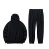 Anta Training Series Hooded Pullover Long Sleeve Sweatshirt Simple Solid Color Casual Set Women sweatshirt, pants Black 962437202-1