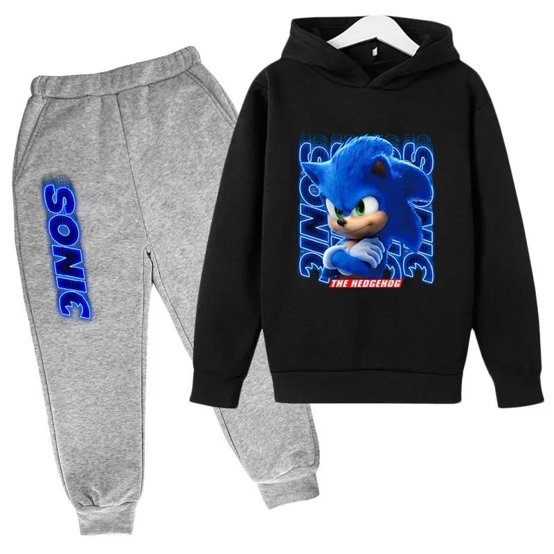 2025 MINISO New Cartoon Sonic Îmbrăcăminte Toamna și Iarna Copiilor Haine Cu Mânecă Lungă Costum Copiilor Sport Hanorac Costum Set