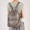 Minimalist Leather Backpack Women's Convertible Daypack for Daily Use