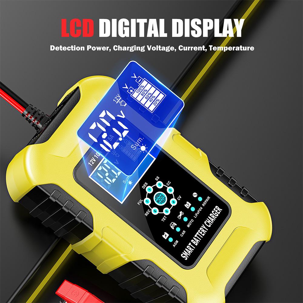 12V/10A 24V/5A Smart Charger for Iron Lithium, GEL, Lead-Acid, AGM, LiFePo4 Motorcycle and Car Batteries.