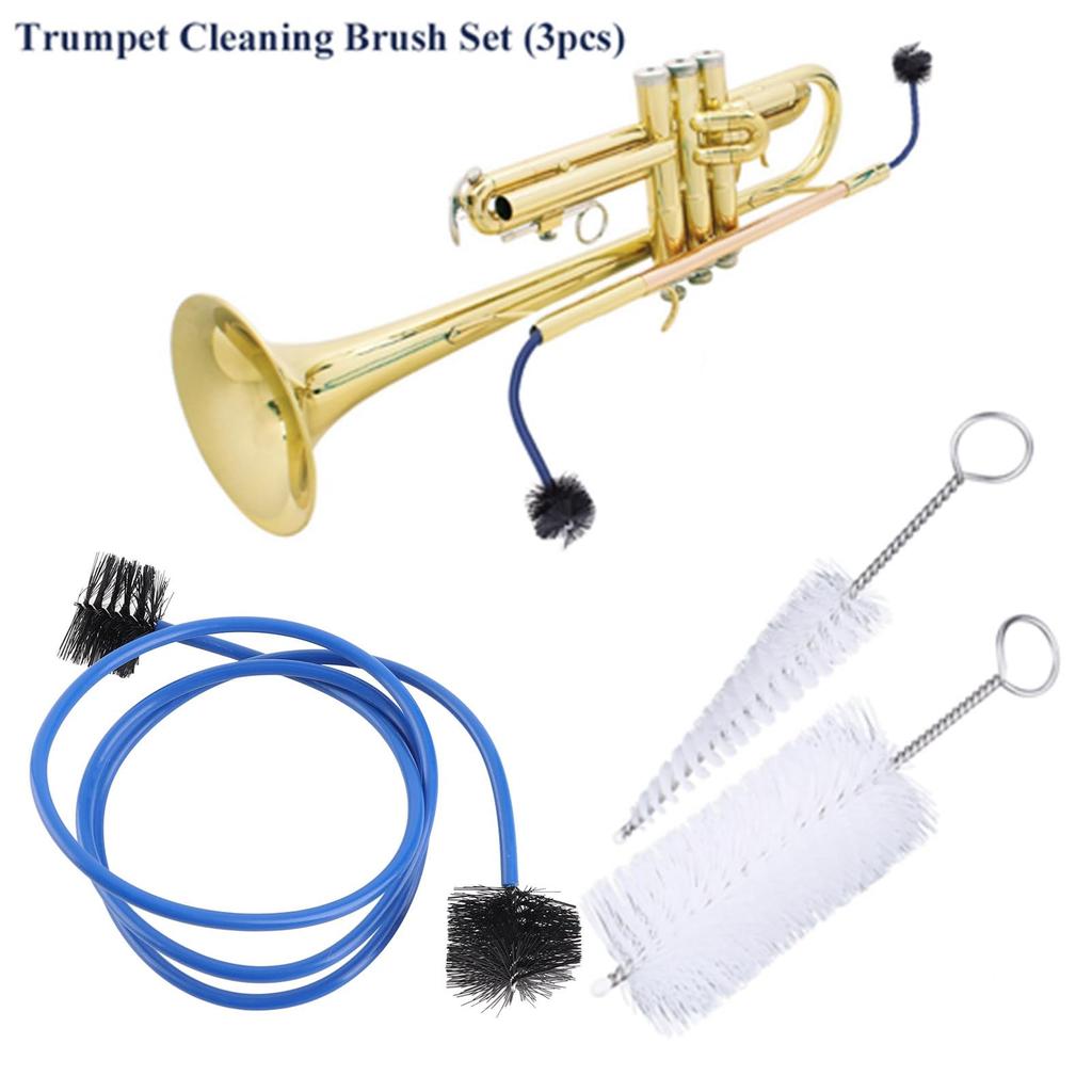 Trumpet Instrument Cleaning Dilwe Instrument Brush Trumpet Cleaning Brush Care Lightweight Convenient Instrument Cleaning 3in1 Brush Maintenance Kit