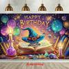 One Party Banner, a Charming Magic-themed Backdrop, Featuring Witch Hats and Potion Elementszyc