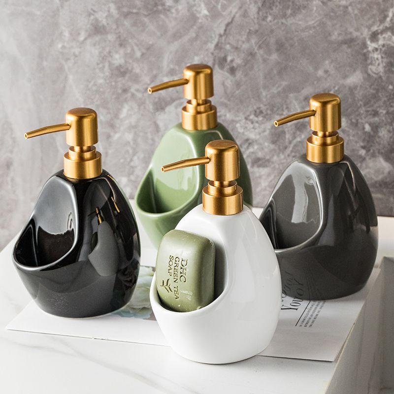 Ceramic Lotion Bottle Soap Dish Dual-Use 480ml Soap Dispenser Household Body Wash Shampoo Makeup Remover Water Storage Bottle