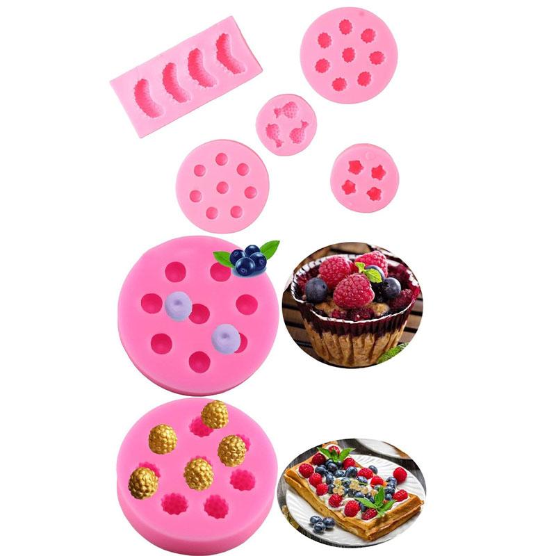 Silicone Fruit Molds Set for Cake Decorating 3D Strawberry Pineapple Raspberry Chocolate Molds Candy Jelly Gummies Soap Mold
