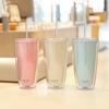 New Simple Large-capacity Solid Color Double-layer Plastic Cup Home Office Straw Cup Summer Drink Coffee Cup Water Cup