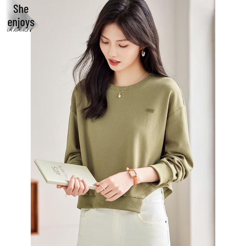 Women's Irregular Hem Cropped Round Neck Sweatshirt