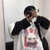 Fake Two-piece Original Diablo Anime Letter Printed Top Spring and Autumn Loose Hip-hop All-match Men's Long-sleeved T-shirt