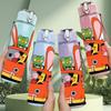 1PC Cute Rabbit Cartoon Vehicle Print 750ml Color Plastic Sports Water Bottle Leakproof Flip Straw Lid Suitable for Sports Office Home Use