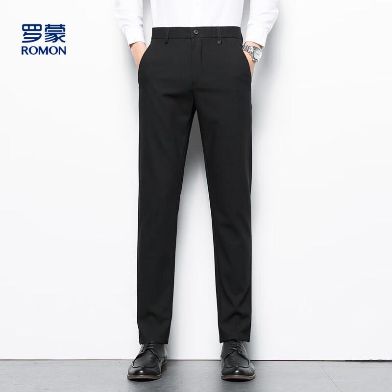 ROMON Men's Wool Blend Straight-Leg Casual Dress Pants