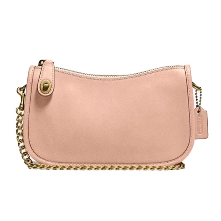 

New COACH Swinger Leather Shoulder Bag, Pochette, Shoulder Bag, Crossbody Bag, Handbag Women s Nude Pink C3931-B4SOW 17.0*6.4*11.9CM