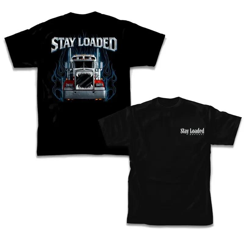Stay Loaded Flame Monster Semi Truck Graphic T-Shirt – Black Heavyweight Workwea XXL