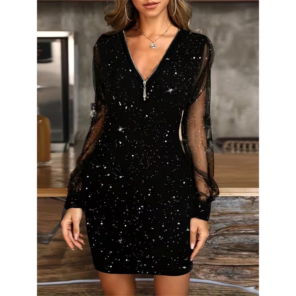 Frühling Sommer Neues Glitzer Bodycon Kleid, Europäischer Amerikanischer Stil Sexy Enganliegendes Partykleid