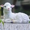 Lamb Figure Sheep Statue Hand Made Lifelike Lamb Shape Figurine Resin Garden Sculpture for Indoor Outdoor Decoration Lamb Statue