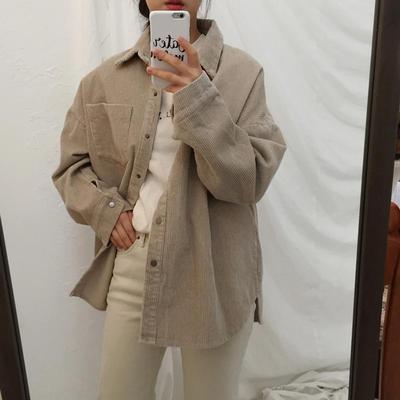 New Harajuku Corduroy Jackets Women Winter Autumn Coats Plus Size Overcoats Female Big Tops Cute Jackets Solid Color Clothing