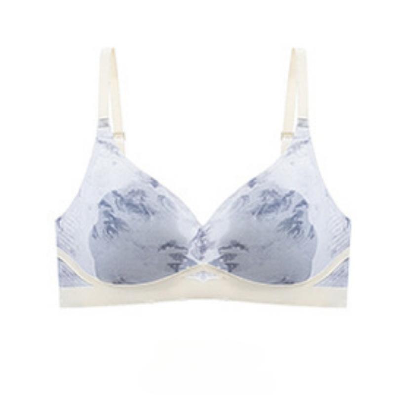 Chinese Style Cool and Seamless Soft Support Underwear Ultra-thin Large Chest Small Chest Push-up Large Backless Bra