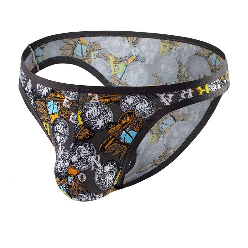 Men's Sexy Low-Rise Briefs Stylish Printed Comfort Underwear Breathable Body-Hugging Briefs