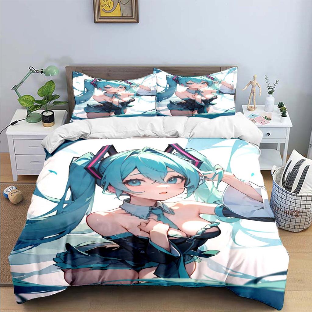 Comforter Cartoon Kawaii Virtual Singer H-Hatsune-Miku Bedding Sets Bed Supplies Set Bed Comforter Set Bedding Set Gift