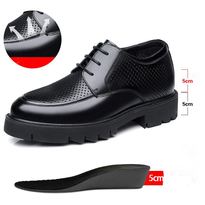 Men's Invisible Heighten Elevator Shoes Insole Sports Sneakers Taller Size 44 Comfortable Breathable Leather Footbed