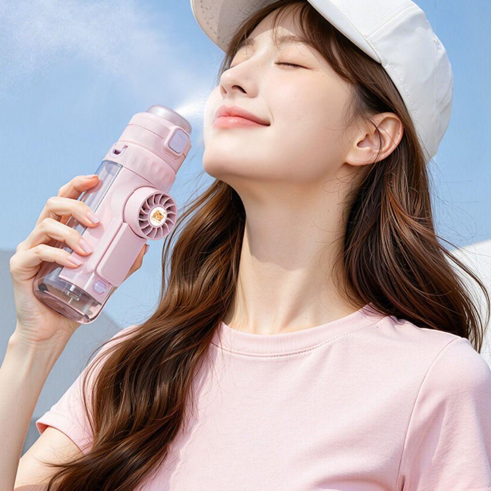 Detachable Fan Hydration Spray Fan Cup Leak-proof Sports Drinking Bottle Outdoor Sports