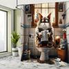 Whimsical Cat Reading Newspaper Printed Shower Curtain Waterproof Animal Themed Bathroom Decor