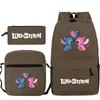 3 Piece School Backpack Set for Students Large Capacity Oxford Cloth Schoolbag with Shoulder Strap and Pencil Case