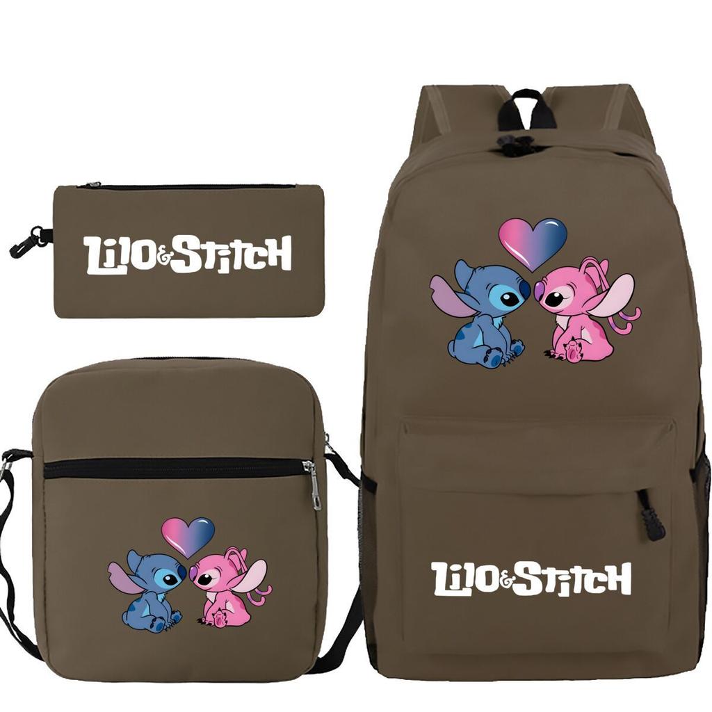 3 Piece School Backpack Set for Students Large Capacity Oxford Cloth Schoolbag with Shoulder Strap and Pencil Case