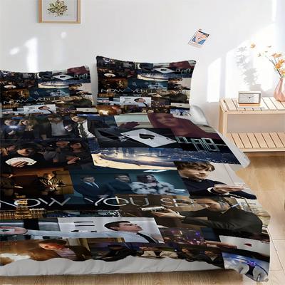 3pcs Now You See Me Bedding Set, Soft Polyester Duvet Cover and Pillowcases Seasons All Suitable, Design for Bedroom L1003084