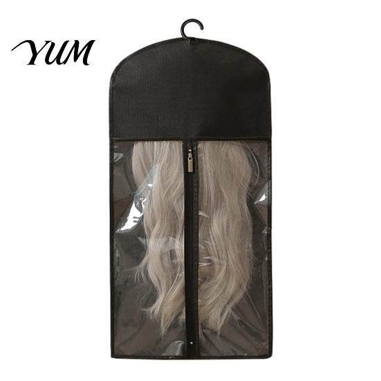 Zippered Wig Storage Bag Hanging with Hook, Breathable Non-woven Fabric Dust-proof Home Hair Accessory Protector, Space Saving Portable Zipper