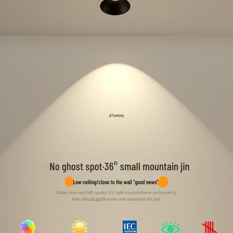 

Spotlight Ceiling Recessed Downlight for Living Room - Wall Washer Light 5550 36° Spotlight - 7W White 4000K