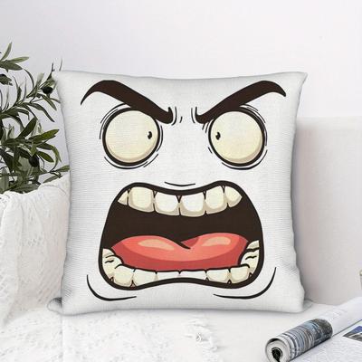 Angry Face Pillowcase Cartoon Emotion Cushion Cover Funny Expression Throw Pillow Rage Face Home Decor Novelty Gift for Him