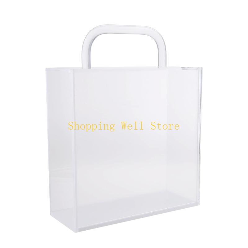 KX4B Acrylic Flowers Bag Packagings Box Transparent Flowers Box With Handle Holiday Gift Bag