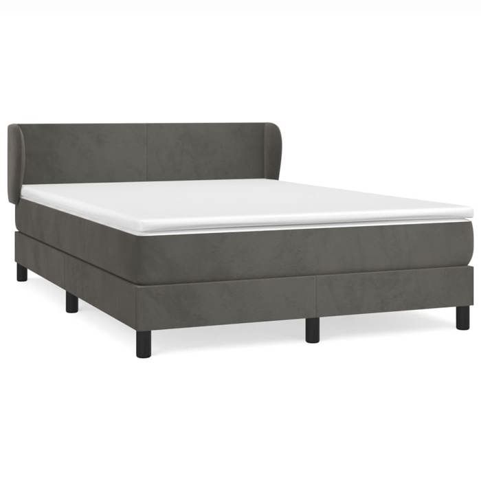 Maison Exclusive - Sommier à lattes de lit et matelas Gris foncé 140x200cm Velours