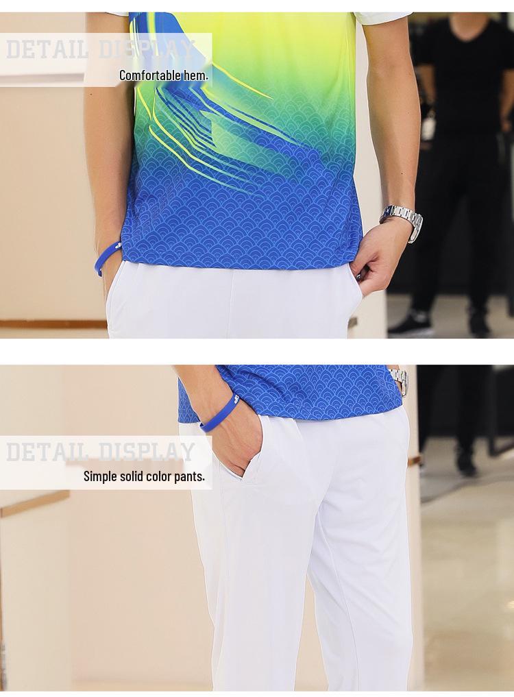 Men's & Women's Casual Summer Tracksuit - Short Sleeve, Outdoor Running & Taekwondo Coach Wear, Printed Two-Piece Set