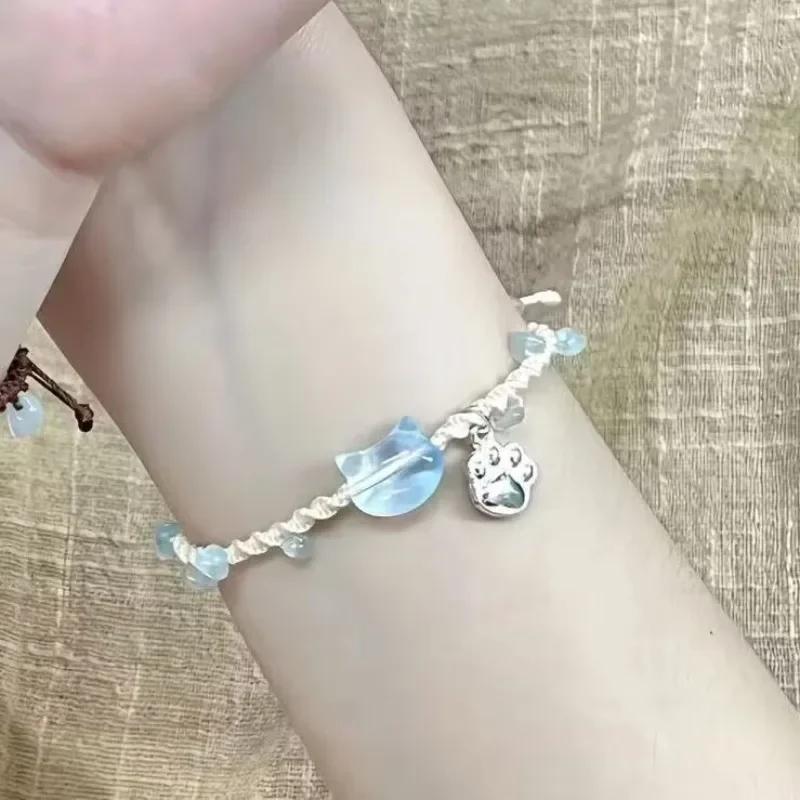 

2025 New Couple s Little Cat Bracelet Handmade Unique Simple Fresh Sweet Gift Girl s Heart Cute Hand Rope