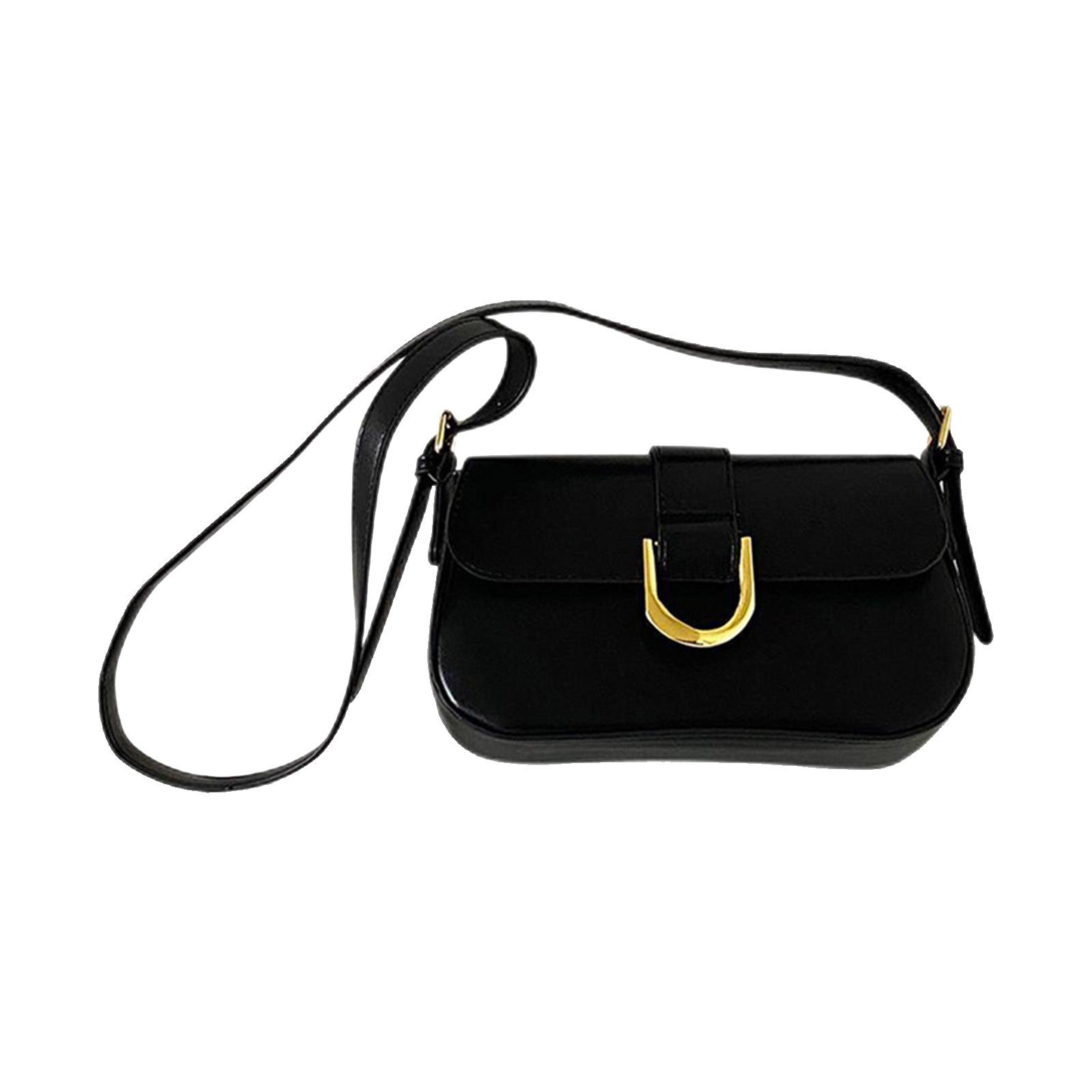 Fashionable Messenger Bag Vintage Buckles Underarm Shoulder Bag with Adjustable Strap Vintage PU Underarm Shoulder Bag 1 чёрный
