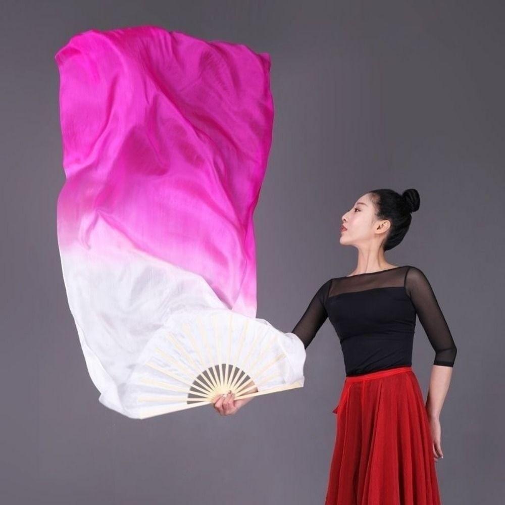 120/150/180cm Gradient Color Dancer Fan Right&Left Hands Practice Long Imitation Silk Fans