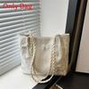 New Chinese Style Large Capacity Tote Bag For Women With Lace Accents For Daily Use