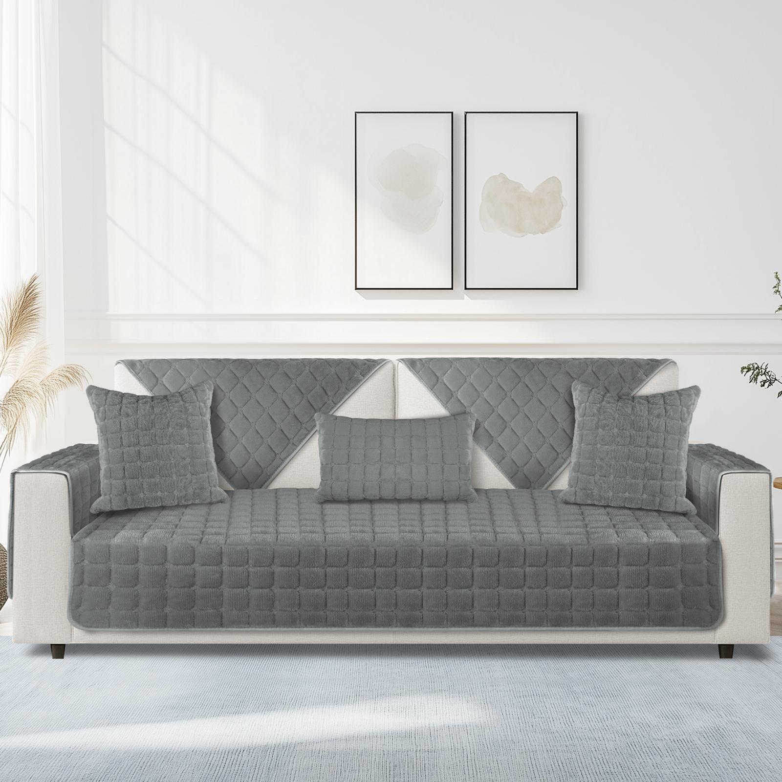 

Подушка для дивана из фланели Four Seasons General Non-Slip Thickened Living Room Sofa Backrest Cover Modern Plush Seat Cushion 90x90CM 1PC темно серый