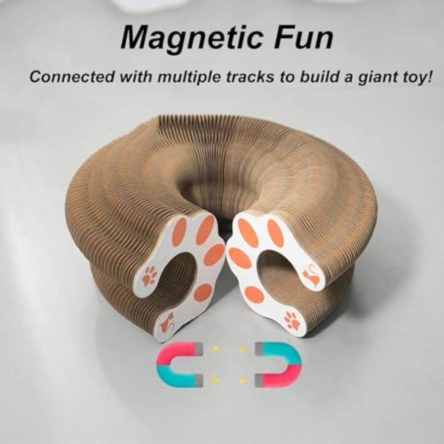 Magic Organ Cat Toy for Indoor Cats Foldable Recyclable Accordion Scratcher Board with Ball Interactive Play Pad in Multi-Color