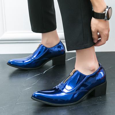 Men High Heels Gold Leather Derby Wedding Dress Dance Elevator Shoes Height Increase Tuxedo Prom Party Nightclub Shoes Plus Size