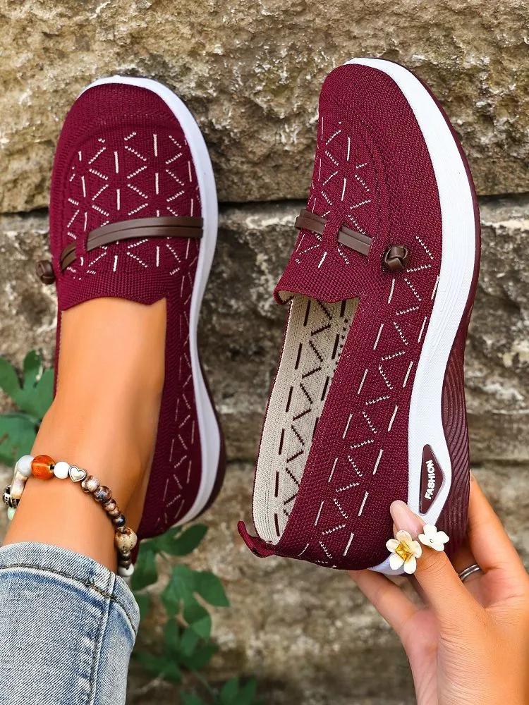 Mesh-bottom Anti-slip Women's Shoes, Flat Heel Breathable Flat Shoes, Comfortable Sports Shoes