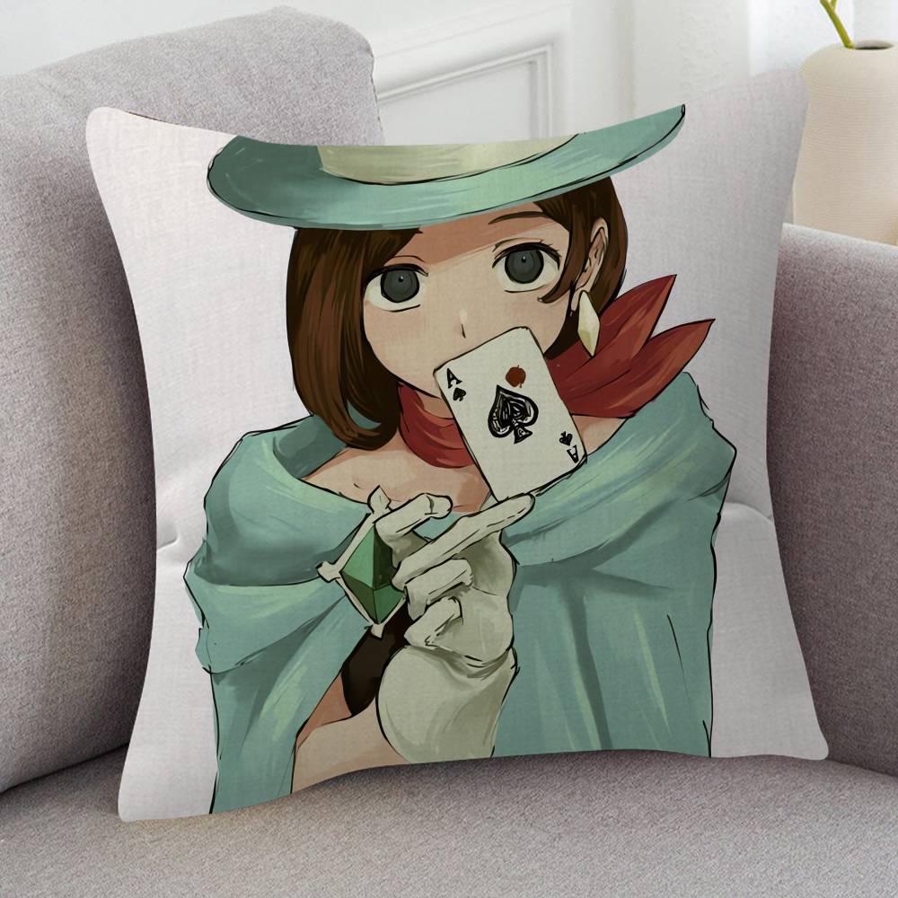 GAME Ace Attorney Cartoon Series Square Pillowcase Soft Waist Sofa Cushion Cover Bedroom Room Pillowcase