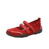 Leather Red Mesh Light Mouth Double Belt Ballet Shoes Women's Retro Inner Height Increase Versatile Fashion Mary Jane Shoes